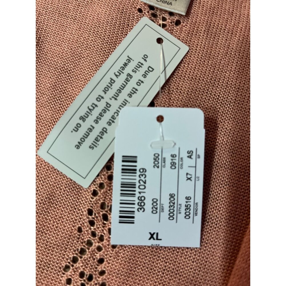 Christopher & Banks Cardigan Womens XL Peach Pink Open Front 3/4 Sleeve NEW - Picture 8 of 16